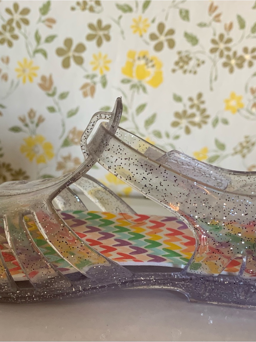 wonder nation Clear Silver Glitter Jelly Sandals